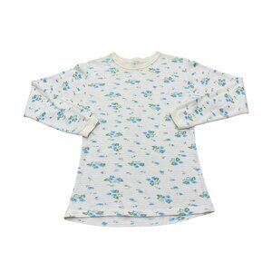 Vintage 1980s Lollipop Floral Waffle Knit Long Sleeve Cotton Top | Made in USA